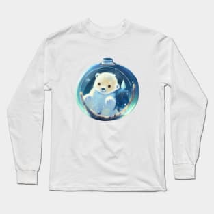 A Cute Baby Polar Bear Playing in a Magic Bottle Long Sleeve T-Shirt